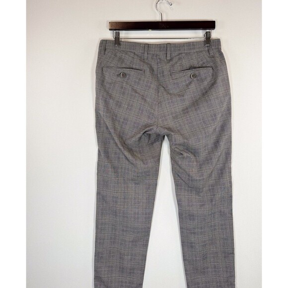 Ted Baker Mens Pants Gray Chino Straight Slim Fit Plaid Flat Front Stretch 32x28 - Picture 8 of 11